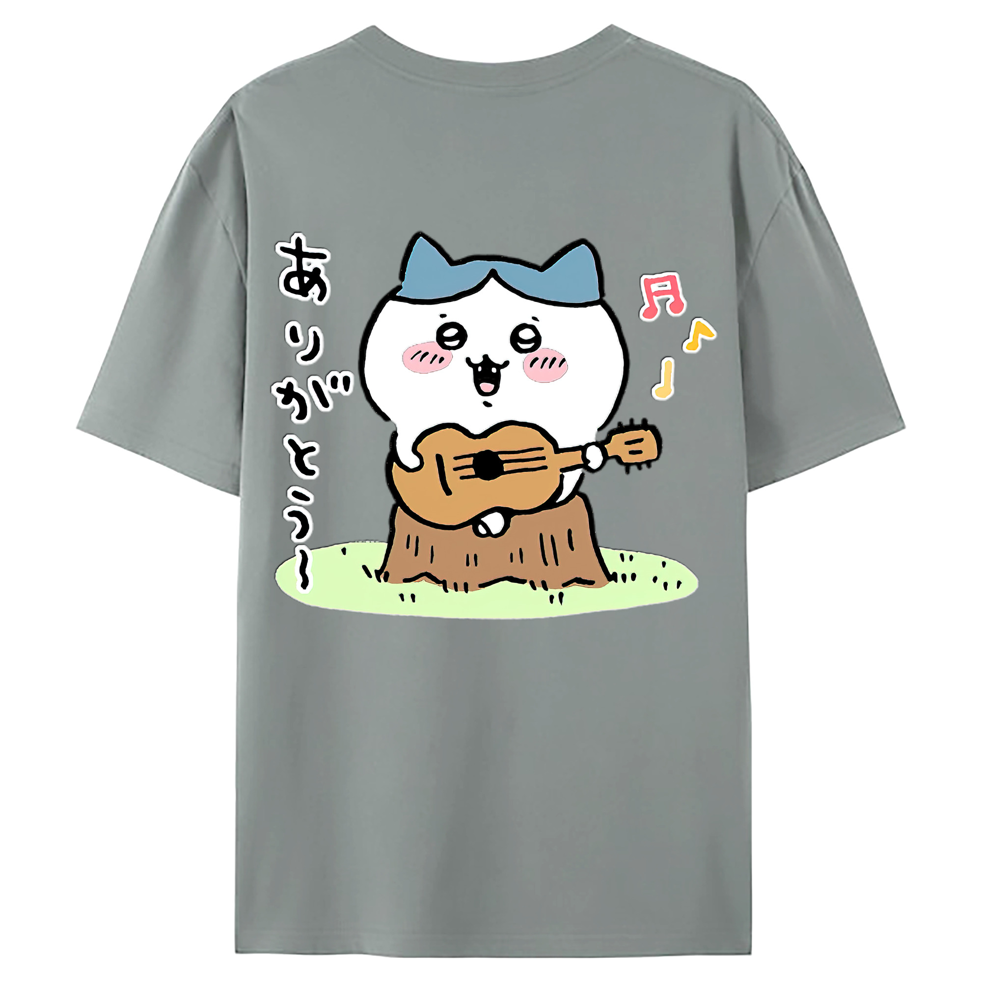 （画像用） ちいかわ ハチワレ Chii-kawa hachiware 綿100％ メンズ半袖Tシャツ（バックプリント） 通気性